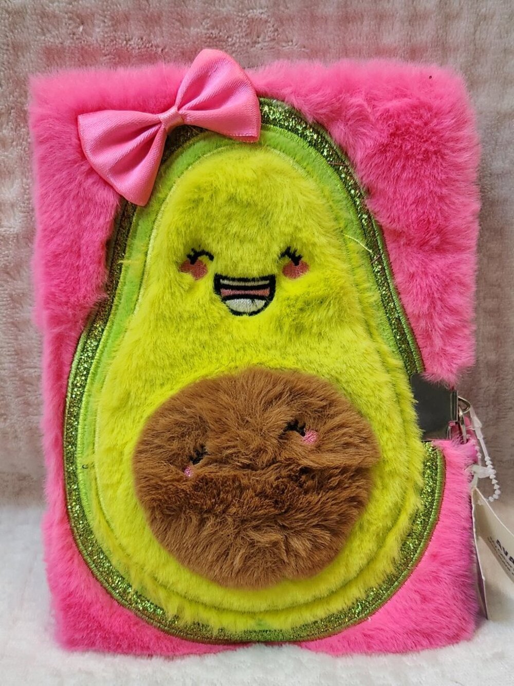 CLAIRE'S Plush Pink Avocado Journal Diary - NEW NWT